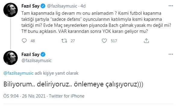 Süper Lig de mi kapandı? Fazıl Say'dan yasakların ardından çarpıcı soru - Resim : 1