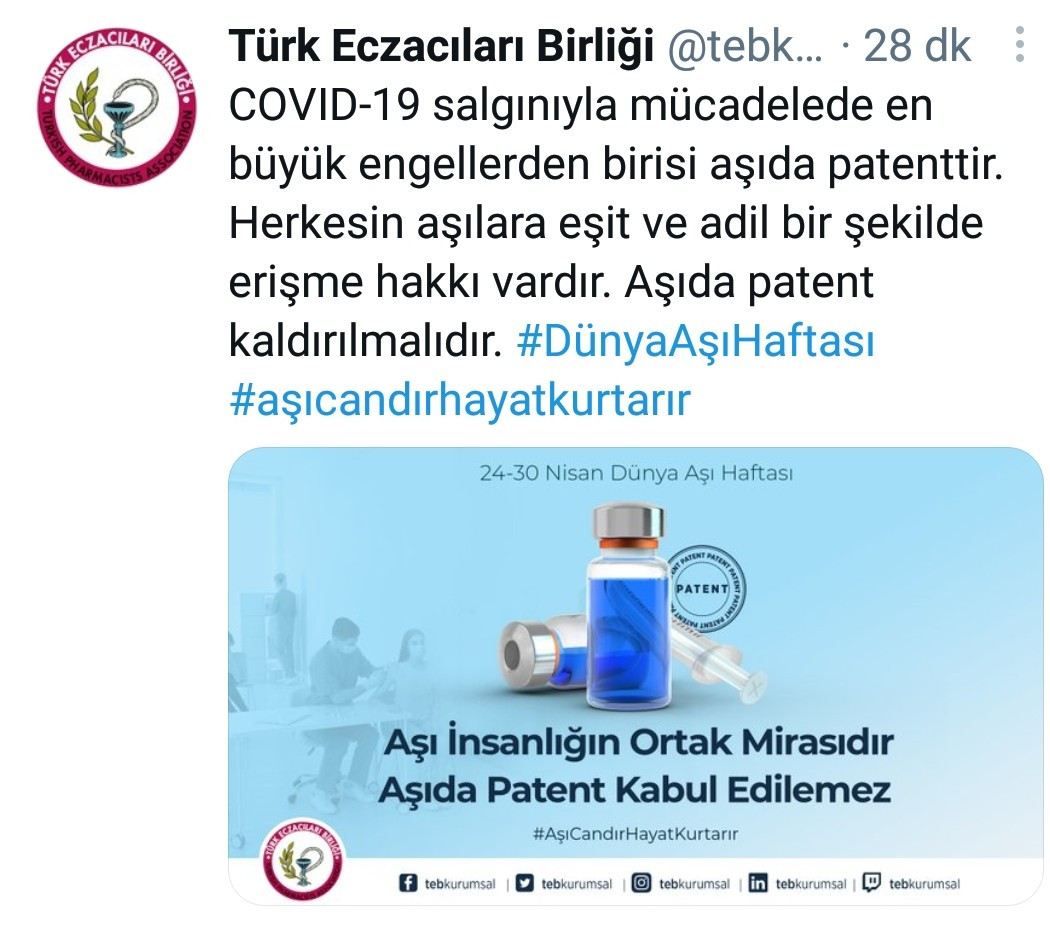 Türk Eczacıları Birliği'nden 'aşıda patent kaldırılsın' çağrısı - Resim : 2