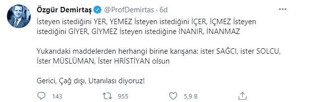 Devrik Ayasofya imamı 'iyi olmuş' dedi, Özgür Demirtaş böyle tepki gösterdi - Resim : 1