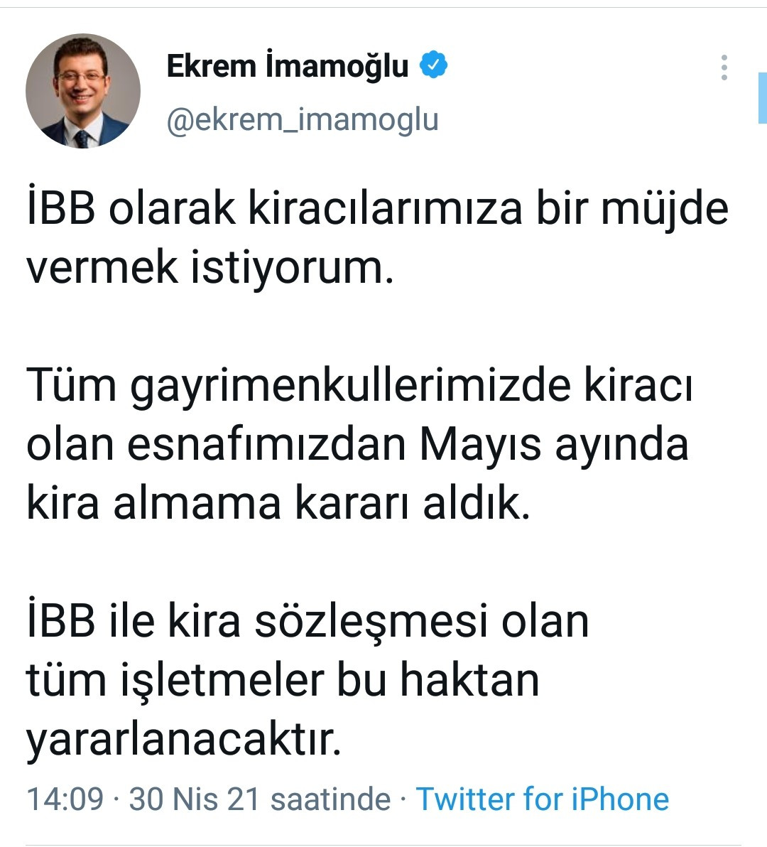 Ekrem İmamoğlu'ndan kira müjdesi - Resim : 1