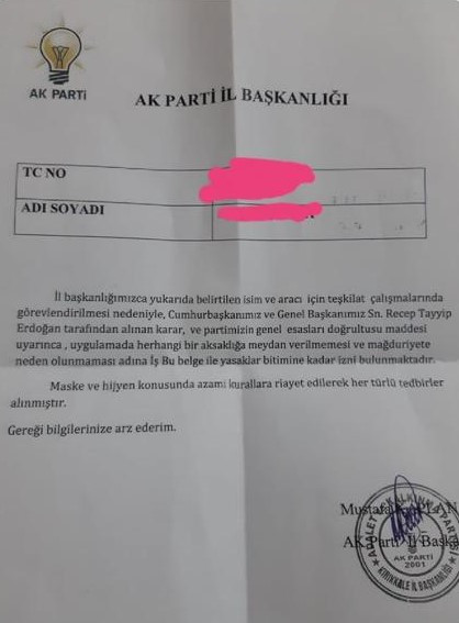 Flaş iddia: 'AKP Yenimahalle İlçe Başkanlığı üyelerine izin belgesi dağıtıyor' - Resim : 1