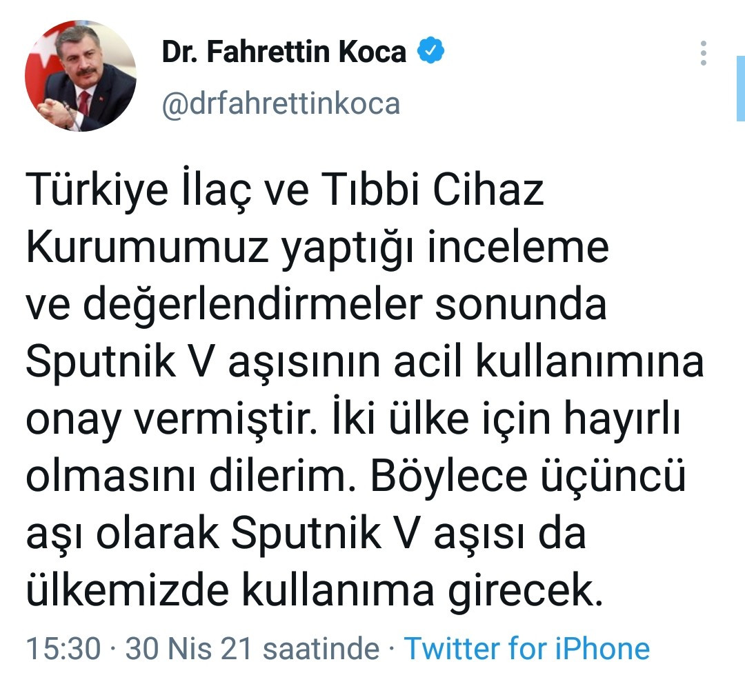 Fahrettin Koca'dan kritik açıklama: Sputnik V aşısına onay verildi - Resim : 1