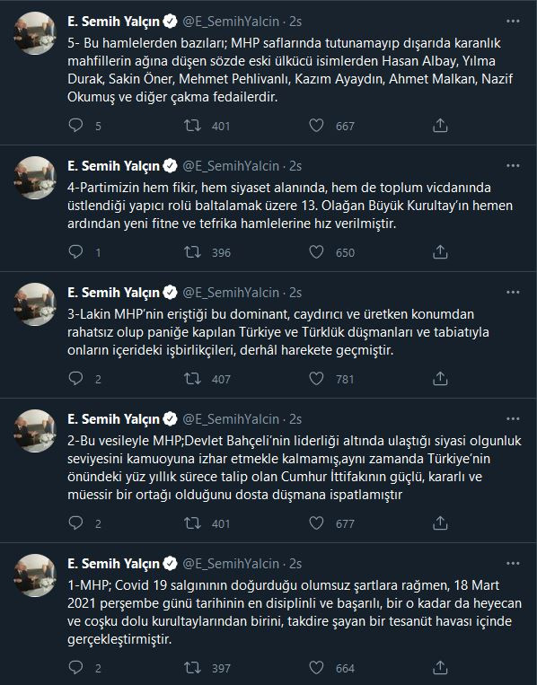 MHP'li Semih Yalçın hedef gösterdi, hedef gösterilen isimler ayağa kalktı: İşte yayımlanan karşı bildiri! - Resim : 1