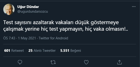 Uğur Dündar, Fahrettin Koca'ya vakaları sıfırlama formülünü verdi - Resim : 1