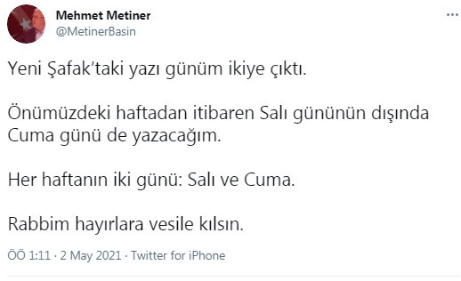 Yeni Şafak'tan Mehmet Metiner kararı - Resim : 1