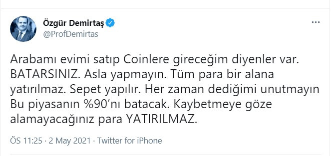 Prof. Dr. Özgür Demirtaş’tan kripto para uyarısı: Son vagona binenlerin canı çok yanacak - Resim : 2