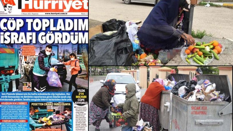 Yoksulluğu görmeyen Hürriyet'in manşeti: 'Çöp topladım, israfı gördüm'