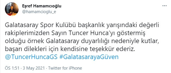 Tuncer Hunca, Galatasaray başkan adaylığından çekildi - Resim : 2