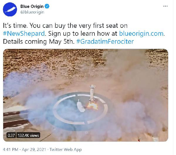 Blue Origin, uzay turizmi roketi için bilet satışına başlayacak - Resim : 1