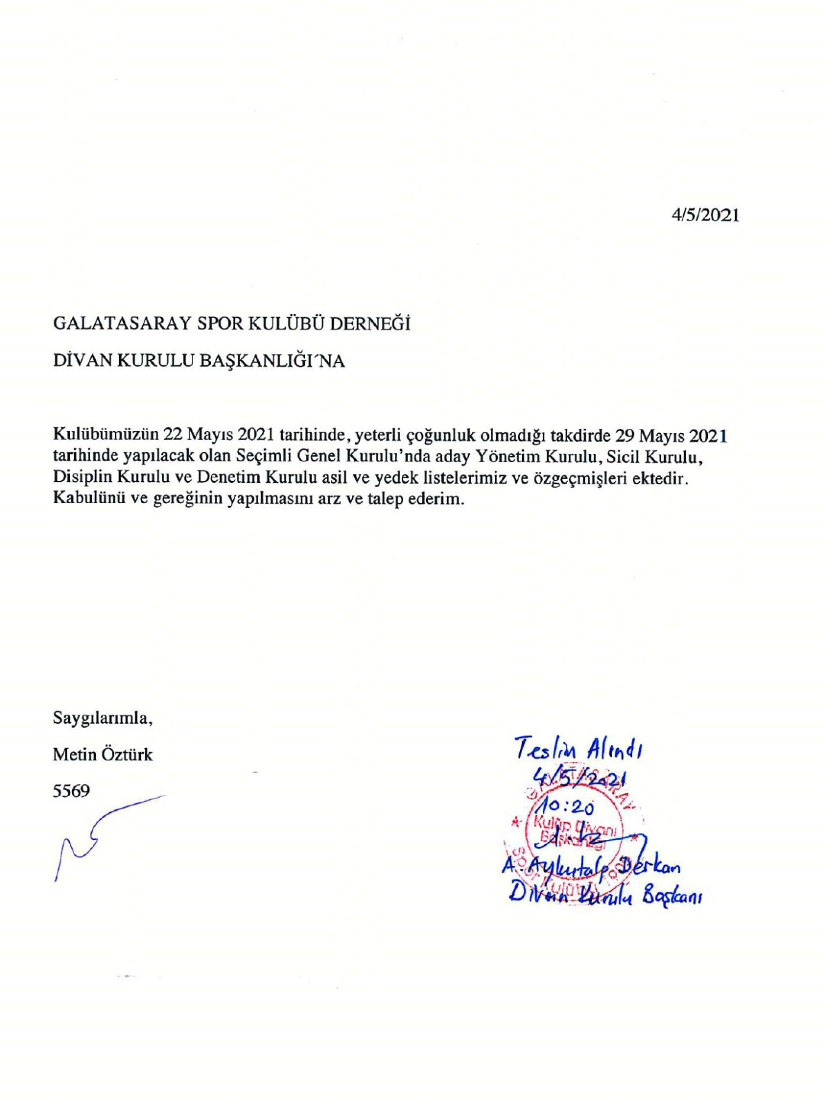 Metin Öztürk Galatasaray başkanlığına resmen aday - Resim : 2