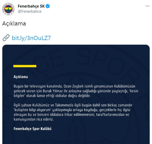 Burak Yılmaz Fenerbahçe'ye mi geliyor? Fenerbahçe'den resmi açıklama geldi - Resim : 1