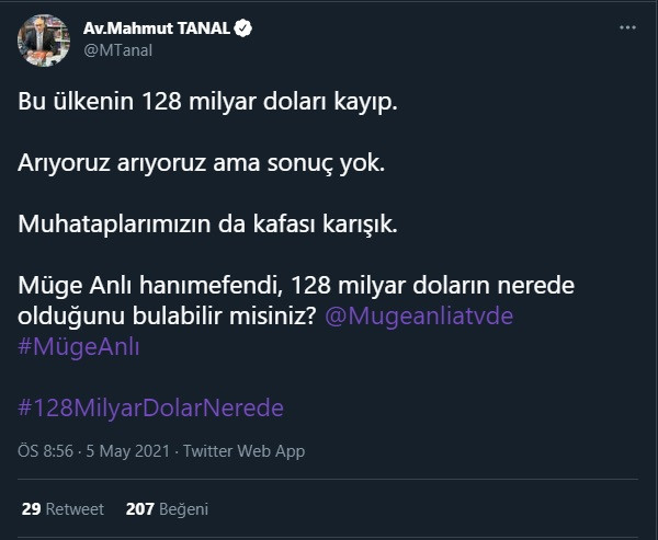 Mahmut Tanal'dan Müge Anlı'ya bomba tweet - Resim : 1