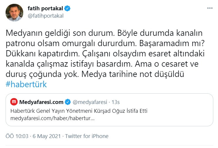 Fatih Portakal'dan dikkat çeken Habertürk yorumu: Böyle durumda kanalın patronu olsam... - Resim : 3