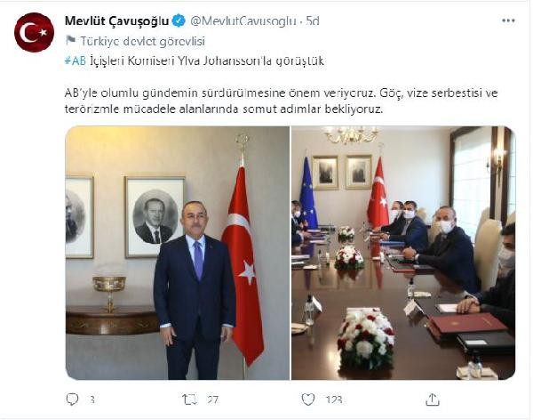 Mevlüt Çavuşoğlu, AB İçişleri Komiseri ile görüştü - Resim : 1
