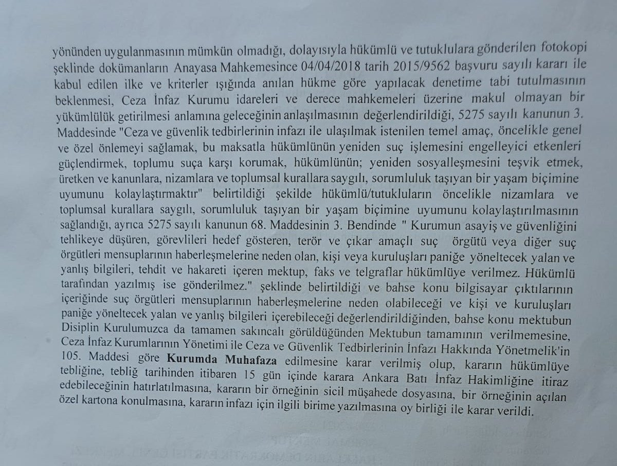 HDP’nin Ömer Faruk Gergerlioğlu’na gönderdiği mektup 'sakıncalı' bulundu - Resim : 3