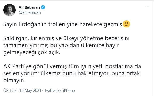 Ali Babacan: Sayın Erdoğan'ın trolleri yine harekete geçmiş - Resim : 1