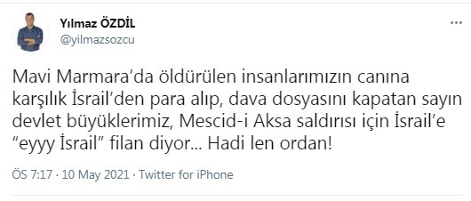 Yılmaz Özdil'den Mavi Marmara göndermeli Mescid-i Aksa paylaşımı: Hadi len ordan! - Resim : 1