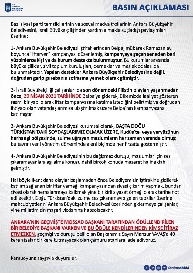 Ankara Büyükşehir Belediyesi'nden sert açıklama: Mansur Yavaş'a 40 kere de o çamuru atsanız... - Resim : 1