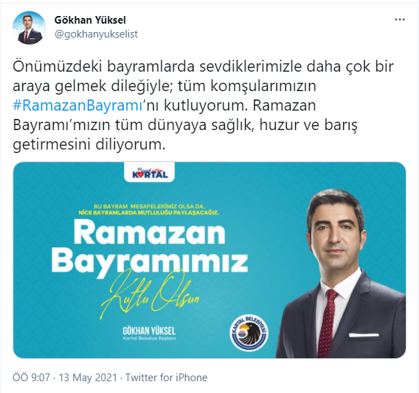 Kartal Belediye Başkanı Gökhan Yüksel'den Ramazan Bayramı mesajı - Resim : 1