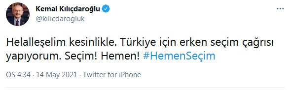 Erdoğan'ın 'helalleşelim' sözlerinin ardından Kılıçdaroğlu'ndan erken seçim çağrısı - Resim : 1