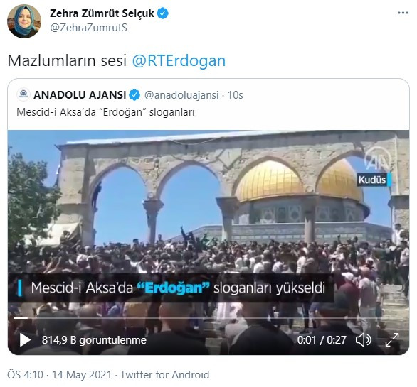 AA paylaştı, sosyal medya tartıştı: Mescid-i Aksa'da ortalığı karıştıran 'Erdoğan' sloganları - Resim : 1