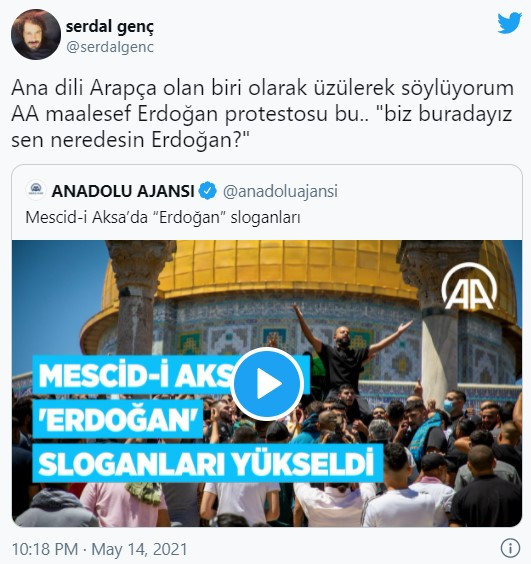 AA paylaştı, sosyal medya tartıştı: Mescid-i Aksa'da ortalığı karıştıran 'Erdoğan' sloganları - Resim : 2