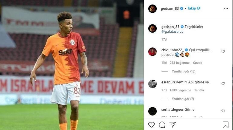 Gedson Fernandes, Galatasaray'a veda etti - Resim : 1