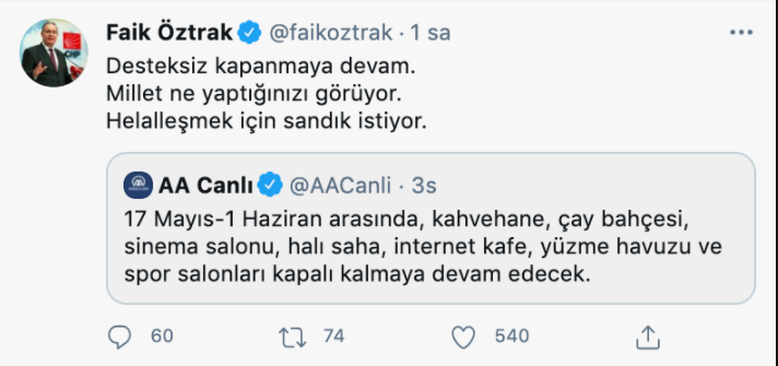 Faik Öztrak'tan Erdoğan'a 'helallik' göndermesi - Resim : 1