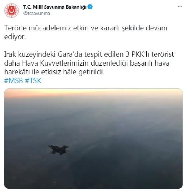 MSB: Gara'da 3 PKK'lı terörist etkisiz hale getirildi - Resim : 1