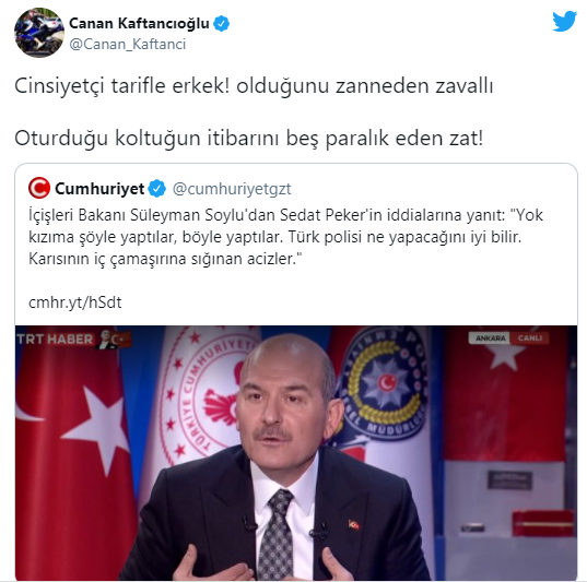 Canan Kaftancıoğlu'ndan Süleyman Soylu'nun ifadelerine sert tepki - Resim : 1