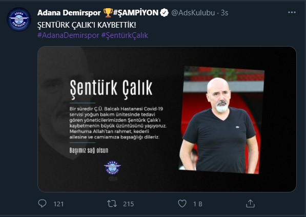 Adana Demirspor Asbaşkanı Şentürk Çalık hayatını kaybetti! - Resim : 1