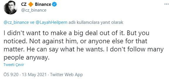 Binance'ın CEO'su Elon Musk'ı takipten çıktı, takipçisine böyle açıkladı! - Resim : 1