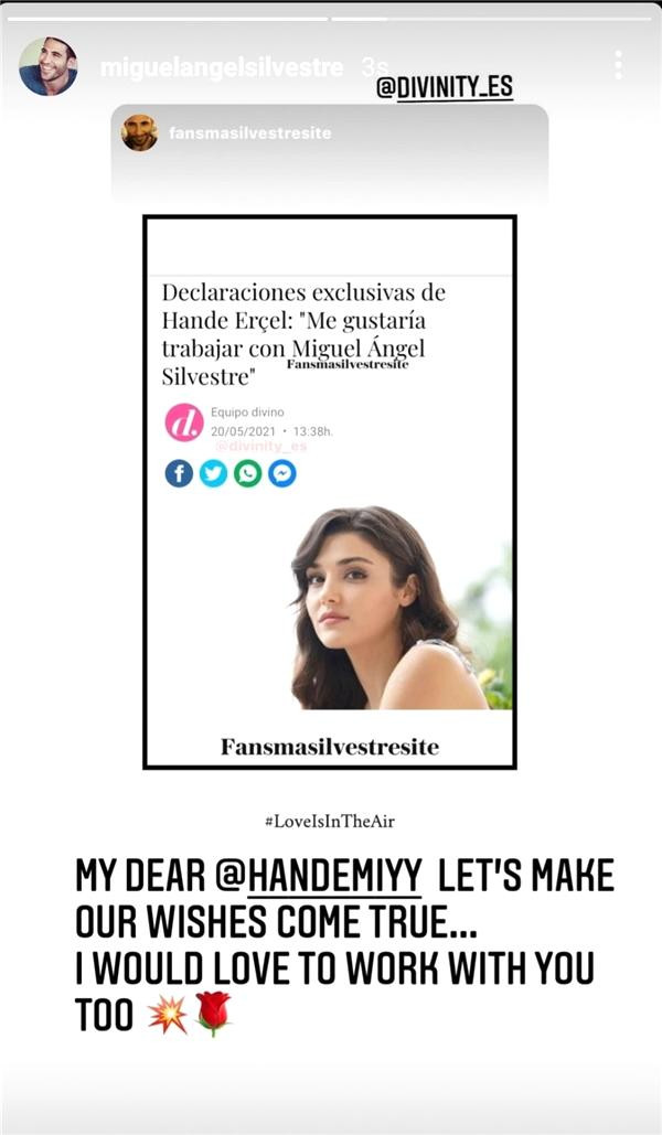 Dünyaca ünlü İspanyol oyuncudan Hande Erçel'e: Haydi hayallerimizi gerçekleştirelim... - Resim : 1