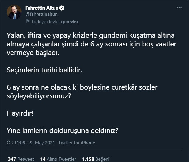 İletişim Başkanı'nın 'iletişim' problemi: Fahrettin Altun dinlediğini anlamadı, heyecanla bu tweeti attı - Resim : 1