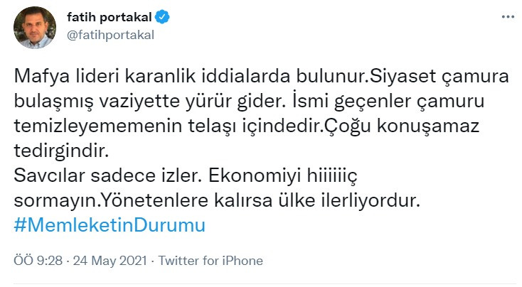 Fatih Portakal'dan Sedat Peker videolarıyla ilgili olay yorum: Telaş içindeler - Resim : 1