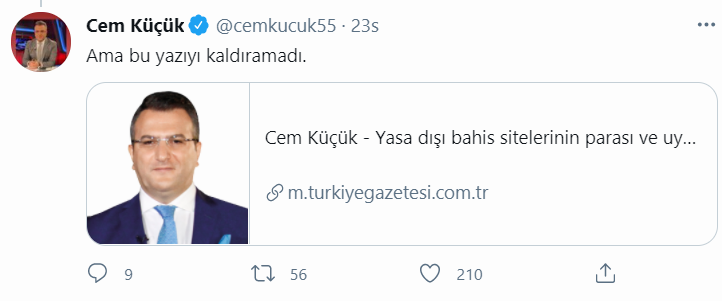 Cem Küçük'ün Sedat Peker'i doğrulayan yazısı ortaya çıktı! - Resim : 1