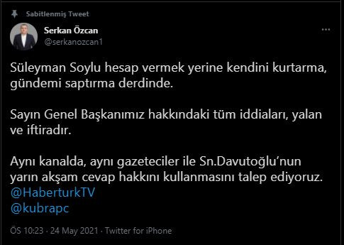 Gelecek Partisi'nden Süleyman Soylu'nun Davutoğlu iddiasına yanıt geldi: Gündemi saptırma derdinde - Resim : 1