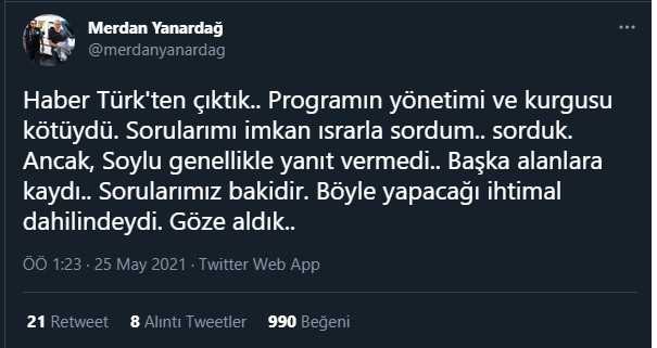 Merdan Yanardağ'dan Habertürk yayını sonrası ilk açıklama: Israrla sordum ama... - Resim : 1