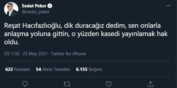 Sedat Peker videoyu yayımladı, Reşat Hacıfazlıoğlu'na bu mesajı gönderdi! - Resim : 1