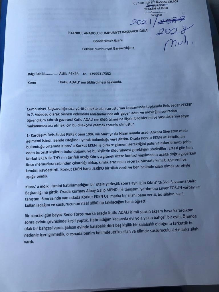 Sedat Peker, kardeşi Atilla Peker'in 'Kutlu Adalı cinayeti' ifadesini yayımladı, Süleyman Soylu'ya seslendi! - Resim : 2