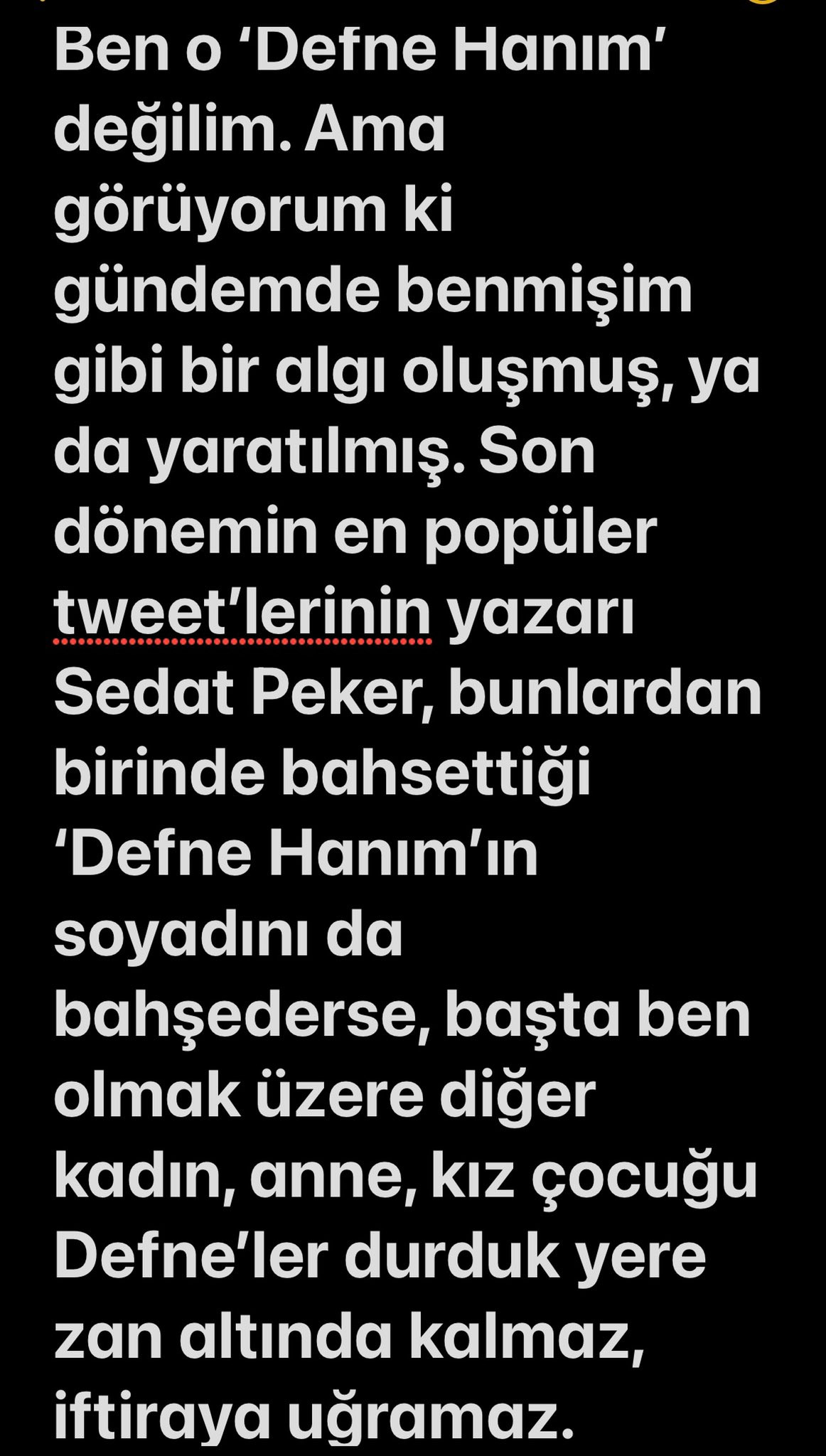 Defne Samyeli'den Sedat Peker'in 'Defne' tweetinin ardından flaş açıklama - Resim : 2