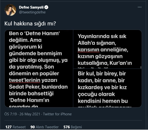 Defne Samyeli'den Sedat Peker'in 'Defne' tweetinin ardından flaş açıklama - Resim : 5