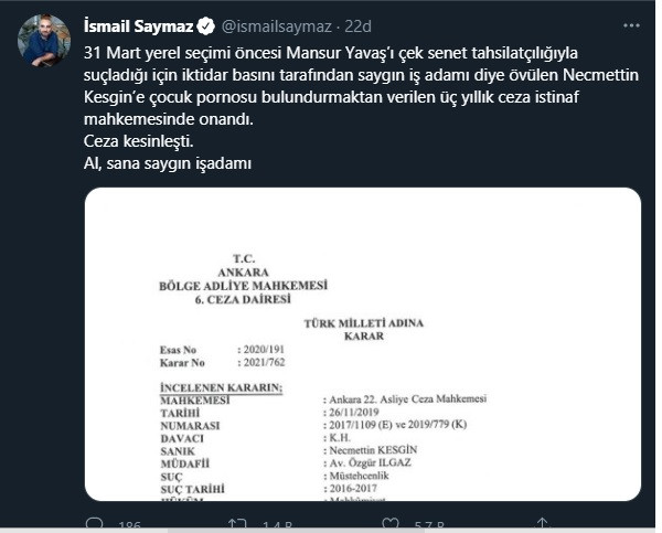 Mansur Yavaş'a iftira atan Necmettin Kesgin'in 'çocuk pornosu' cezası kesinleşti - Resim : 1