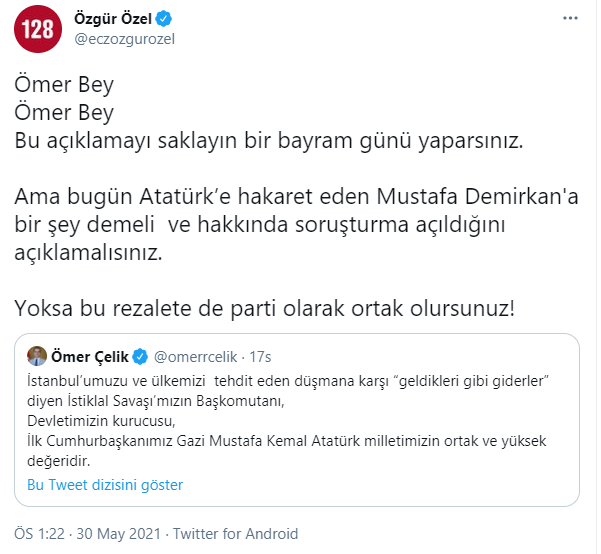 Özgür Özel'den Ömer Çelik'e Atatürk tepkisi: Bu açıklamayı saklayın... - Resim : 1