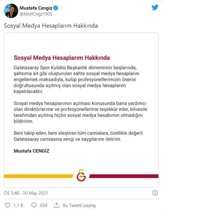 Mustafa Cengiz sosyal medyayı terk ediyor - Resim : 1