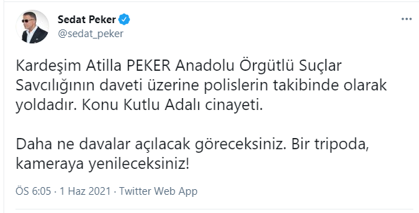 Kutlu Adalı cinayetine ilişkin açılan soruşturma sonrası Sedat Peker'den flaş açıklama! - Resim : 2