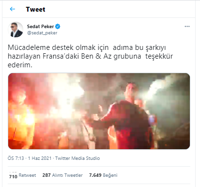 Sedat Peker paylaştı: Fransa'dan klipli destek - Resim : 1