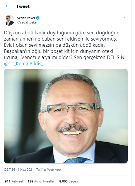 Sedat Peker'den ‘kokain’ savunması boşa düşen Yıldırım’ın yardımına yetişen Abdulkadir Selvi'ye sert sözler - Resim : 1