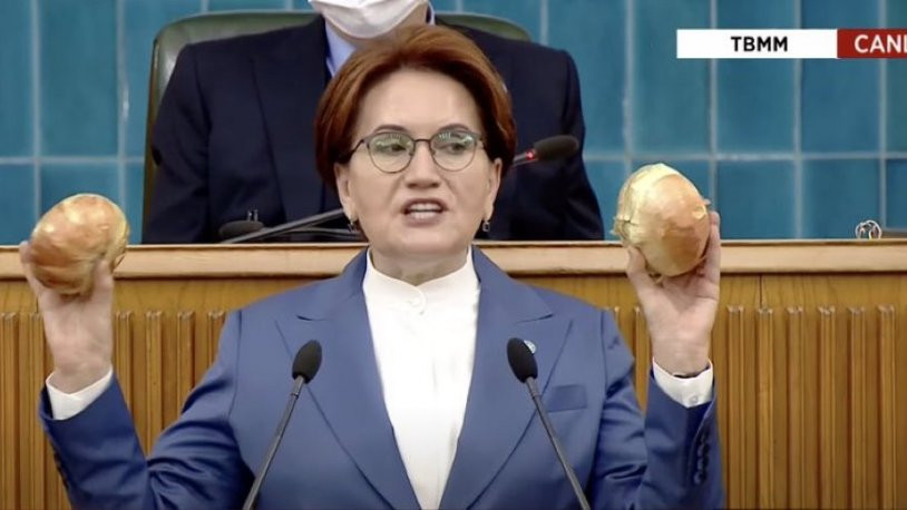 Akşener elindeki soğanları salladı, Erdoğan'a böyle seslendi