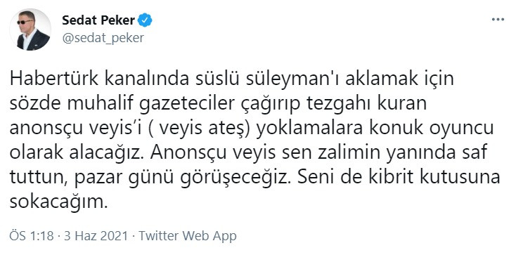 Sedat Peker listeye onu da aldı: Pazar günü görüşeceğiz, seni de kibrit kutusuna sokacağım - Resim : 1